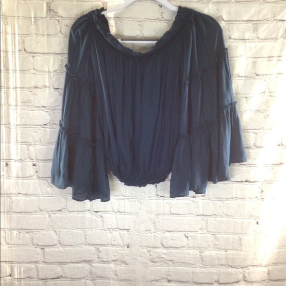 Free people off shoulder flare bell sleeves top. - Picture 2 of 4
